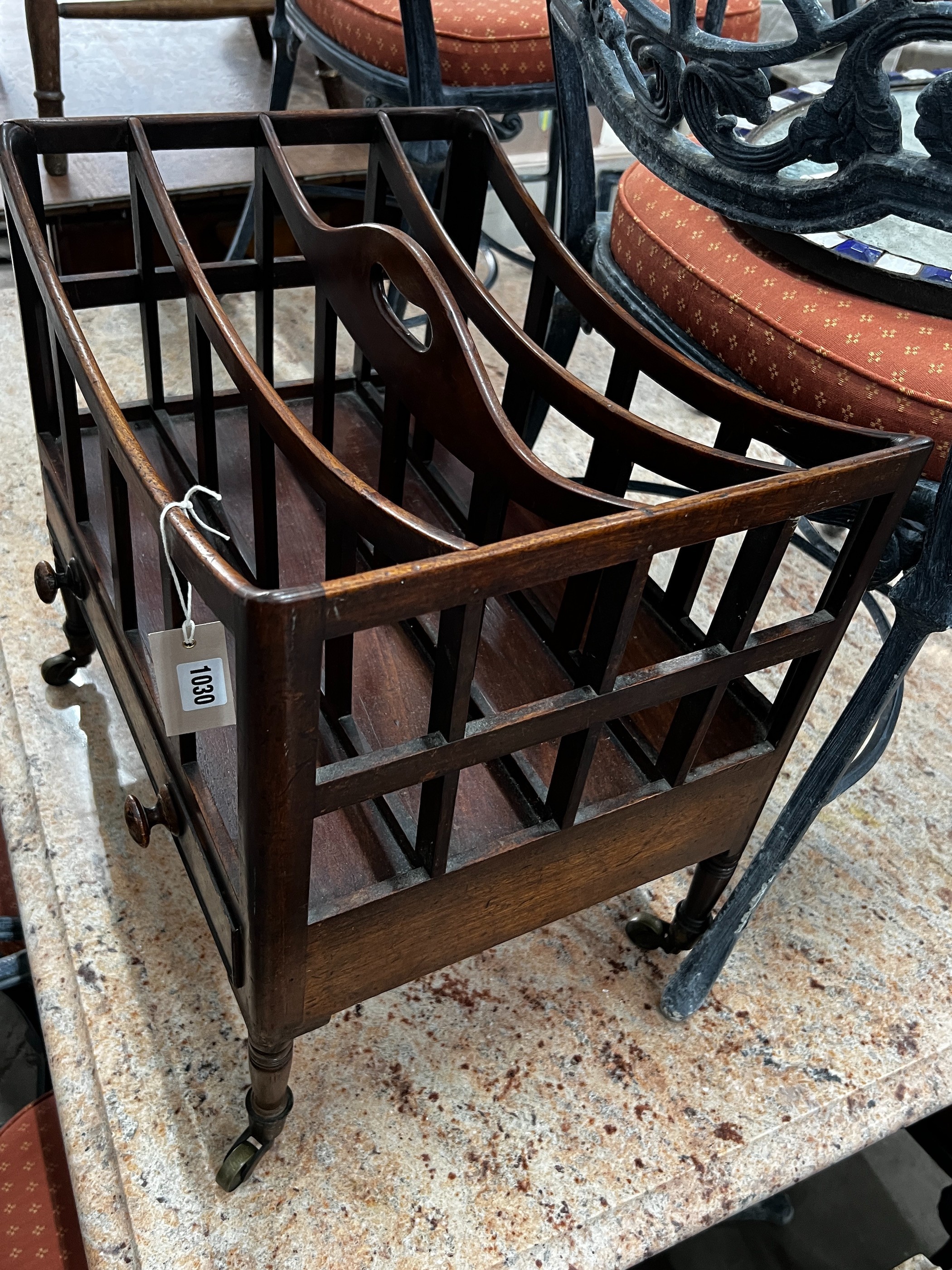 A Regency mahogany four division Canterbury, width 48cm, depth 34cm, height 48cm